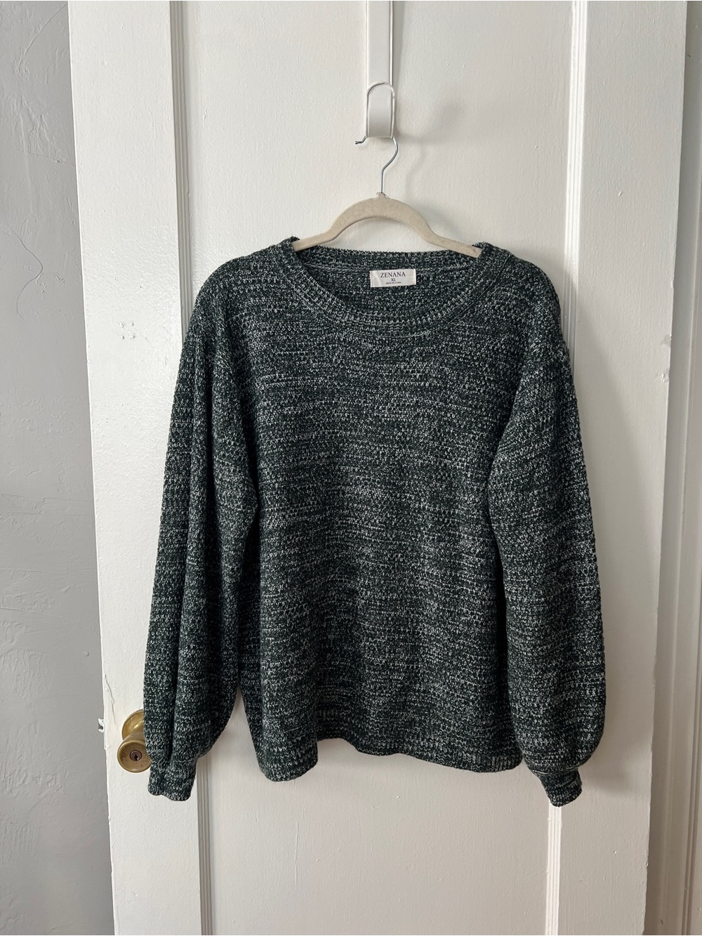Zenana Outfitters Marled Charcoal Crewneck Sweater
